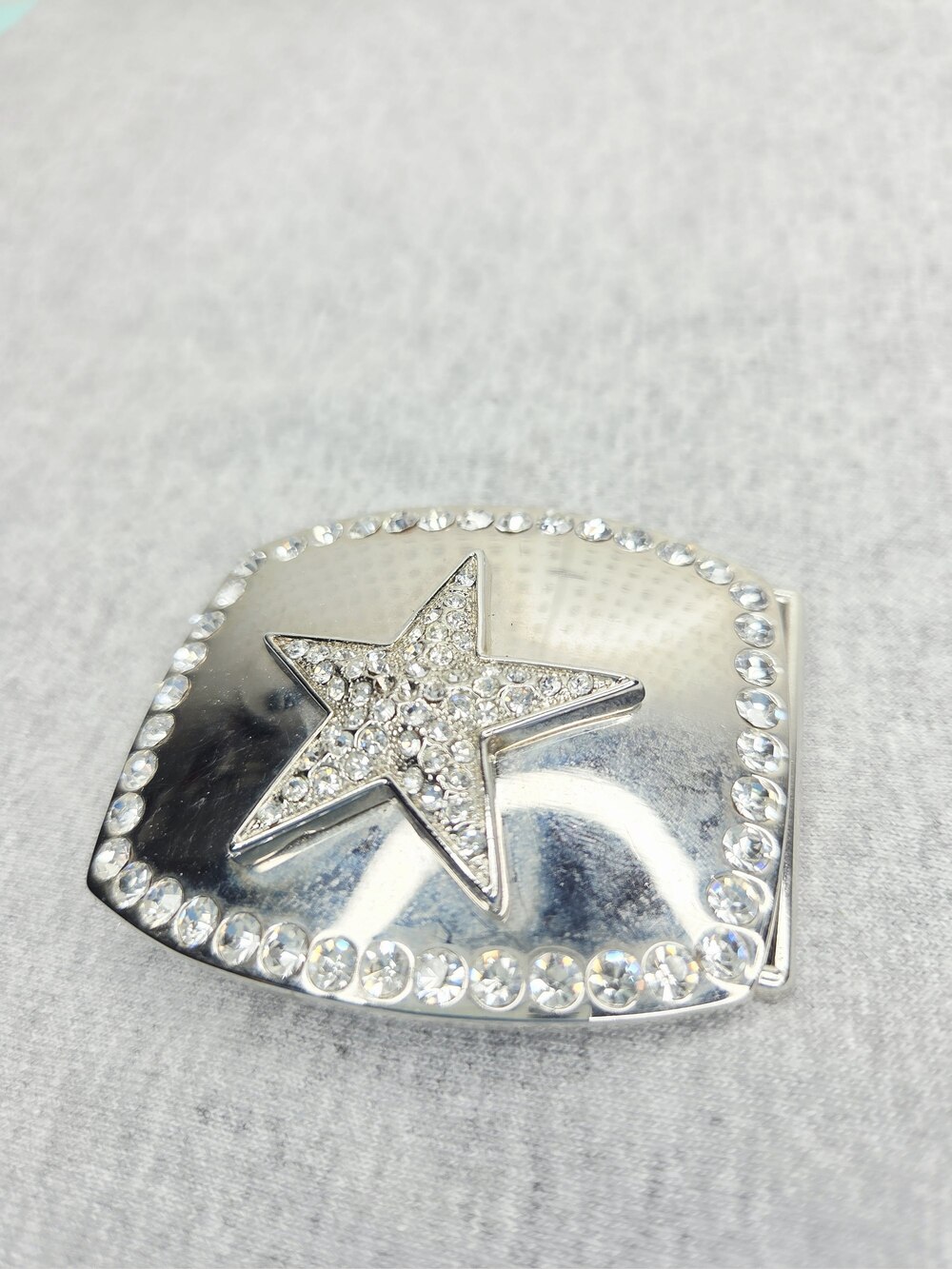 Vintage Star Rhinestone Womens Chrome Belt Buckle